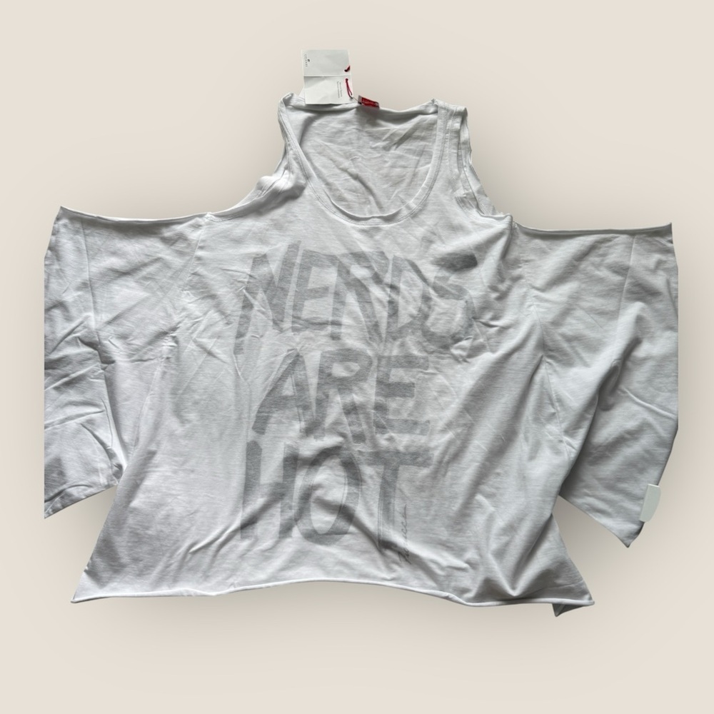 Fiorucci -“Nerds Are Hot” Graphic Tank Top (NWT, Size S)
